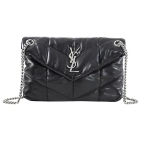 Saint Laurent Small Black Leather Lou Lou Puff Chain Bag