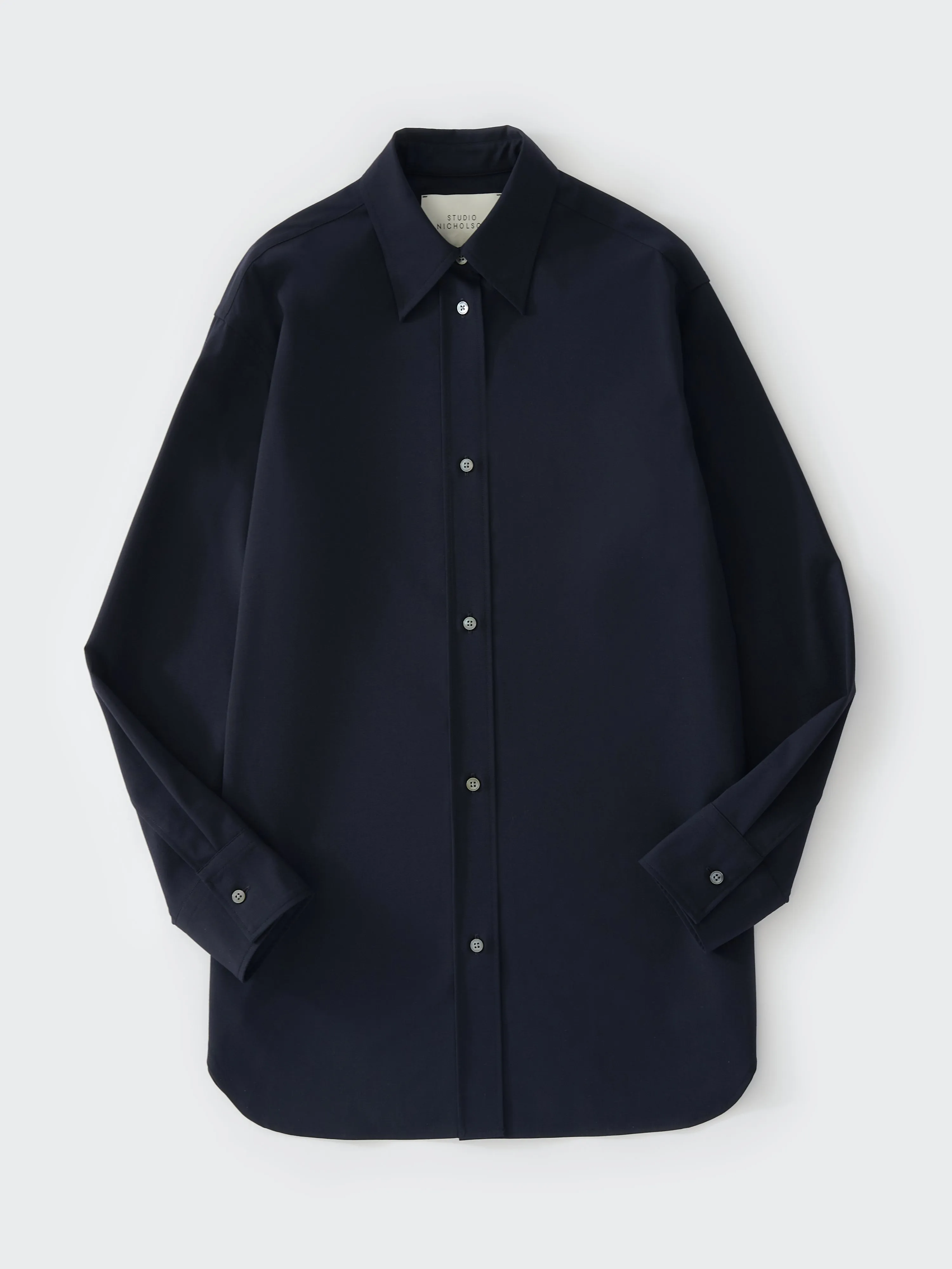 Santos Tropical Wool Shirt in Darkest Navy