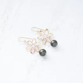 Small Tiare Earrings With Dangling Pearls