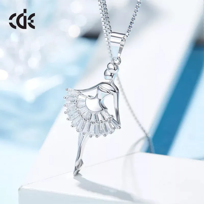 Sterling silver cute dancing ballerina necklace