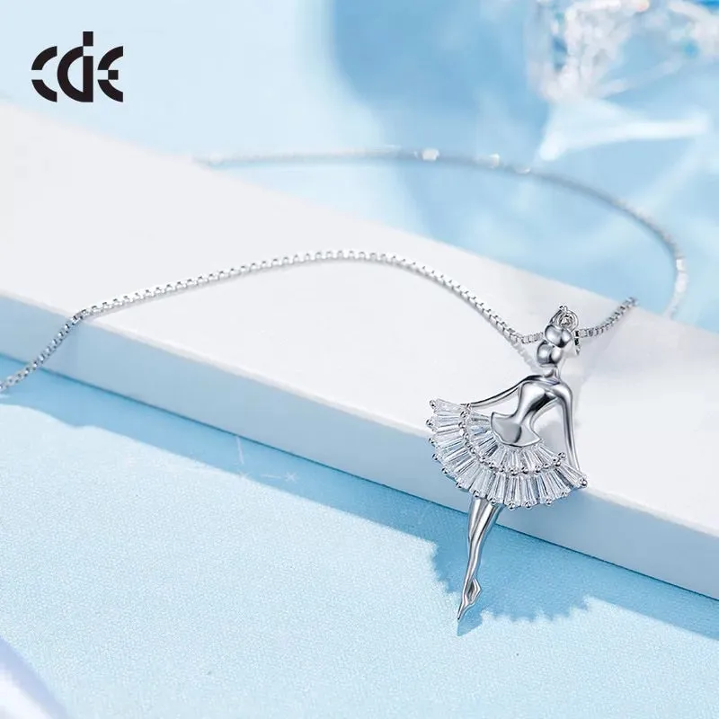 Sterling silver cute dancing ballerina necklace