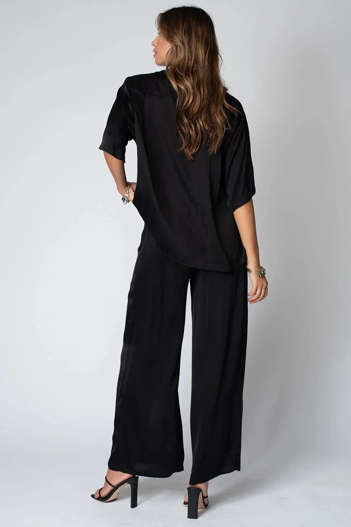 Stillwater THE SILKY VENICE WIDE LEG PANT - BLACK