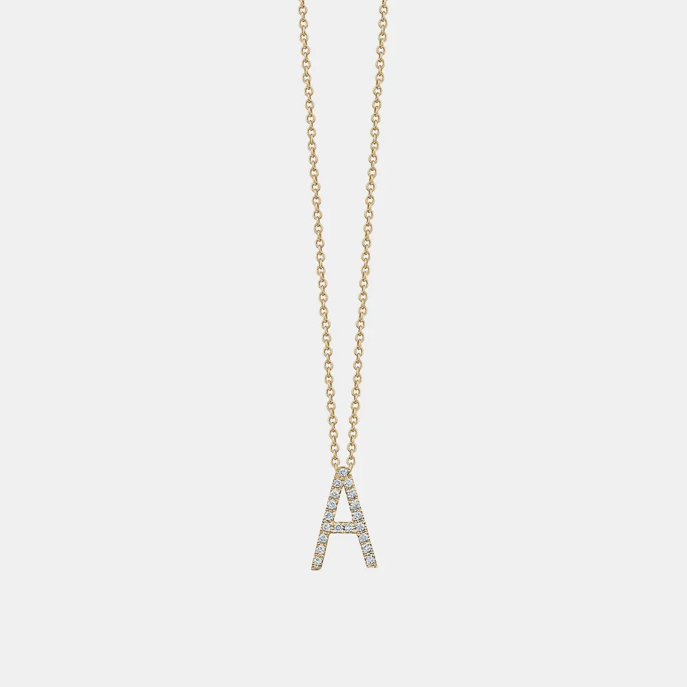 Straight Diamond Initial Necklace