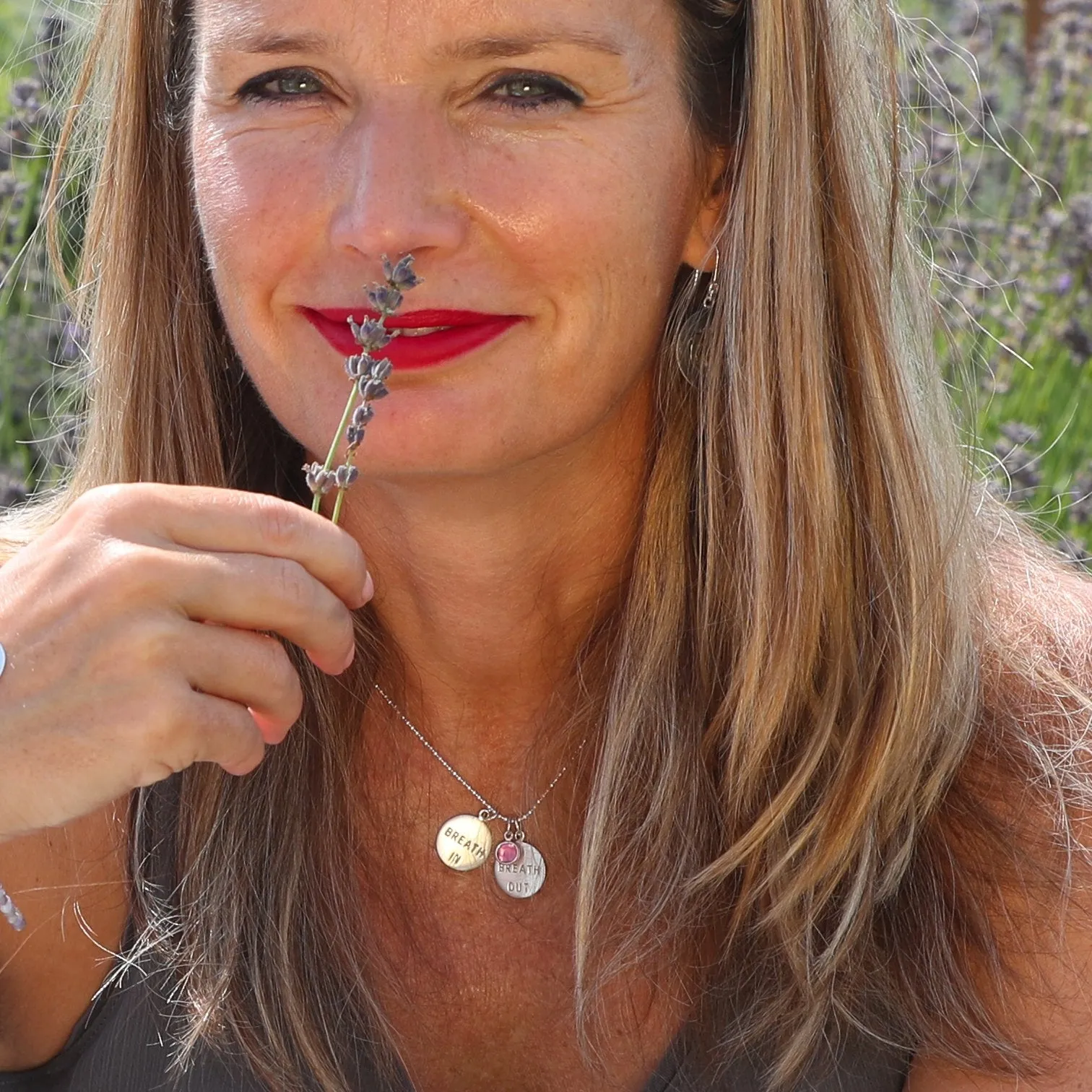 The original Breath In - Breath Out Necklace to become calm, centered, and energized