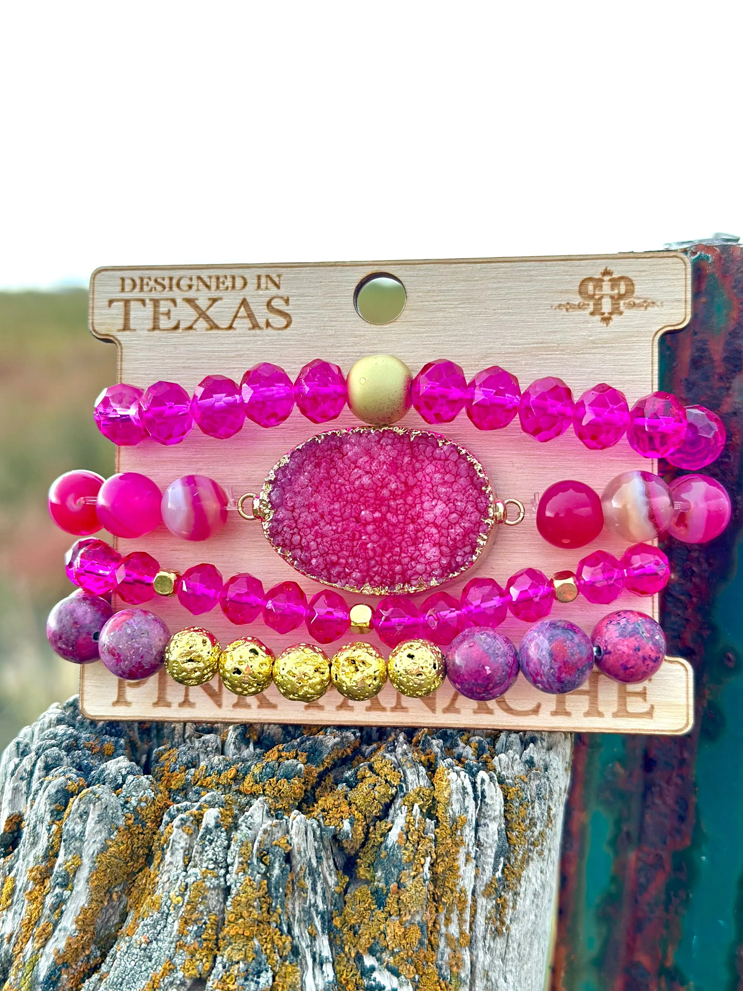 The Pink Panache Hot Pink Stack Bracelet Set