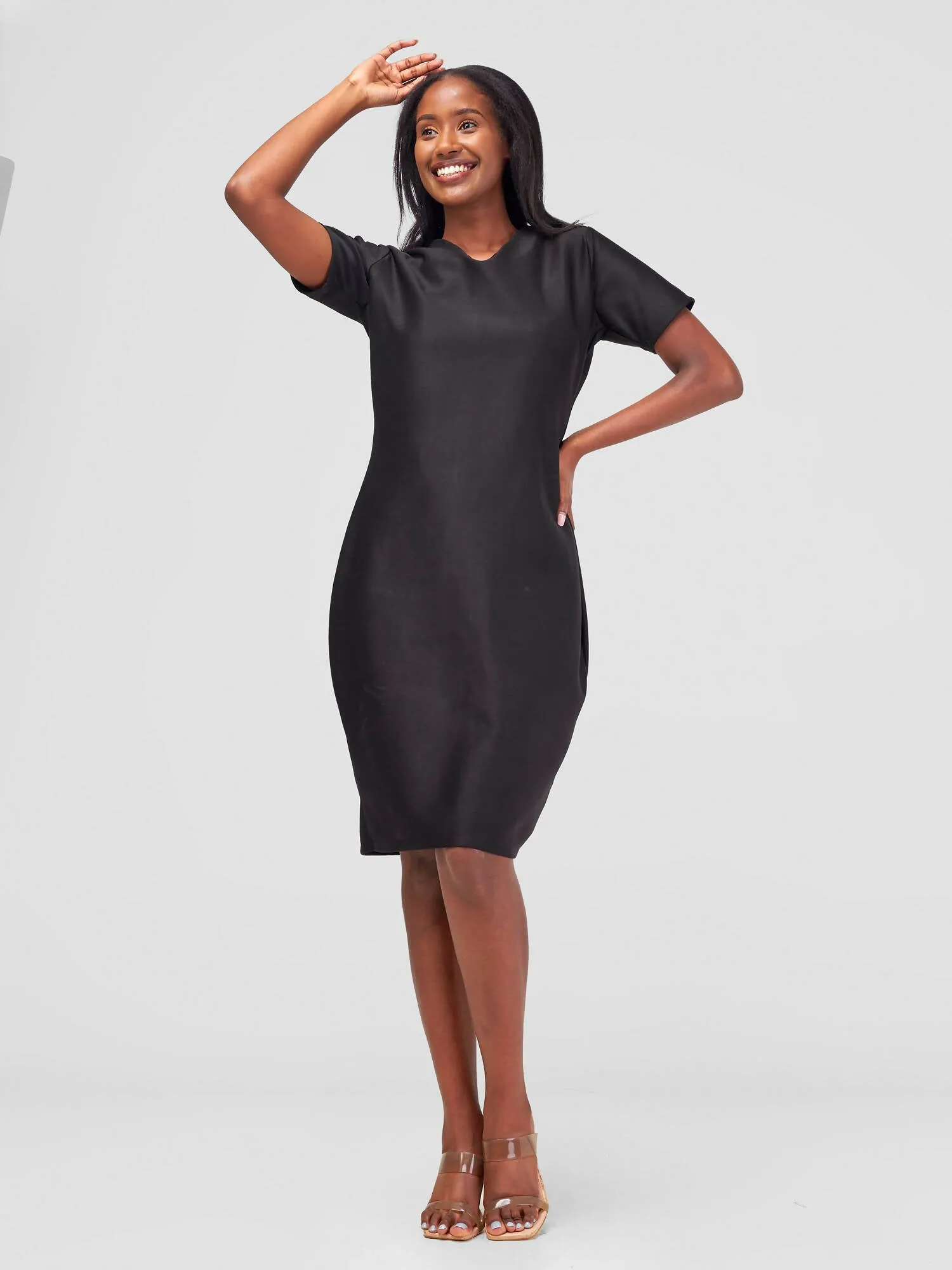 Timyt urban Wear Boardroom Chic V-Neck Dress - Black