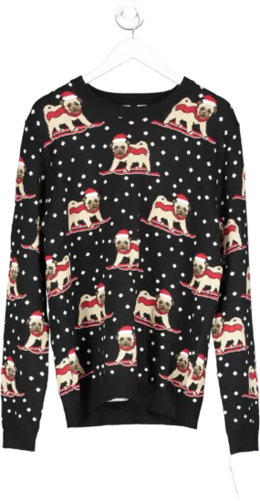 Topman Multicoloured Christmas Pug Jumper UK L