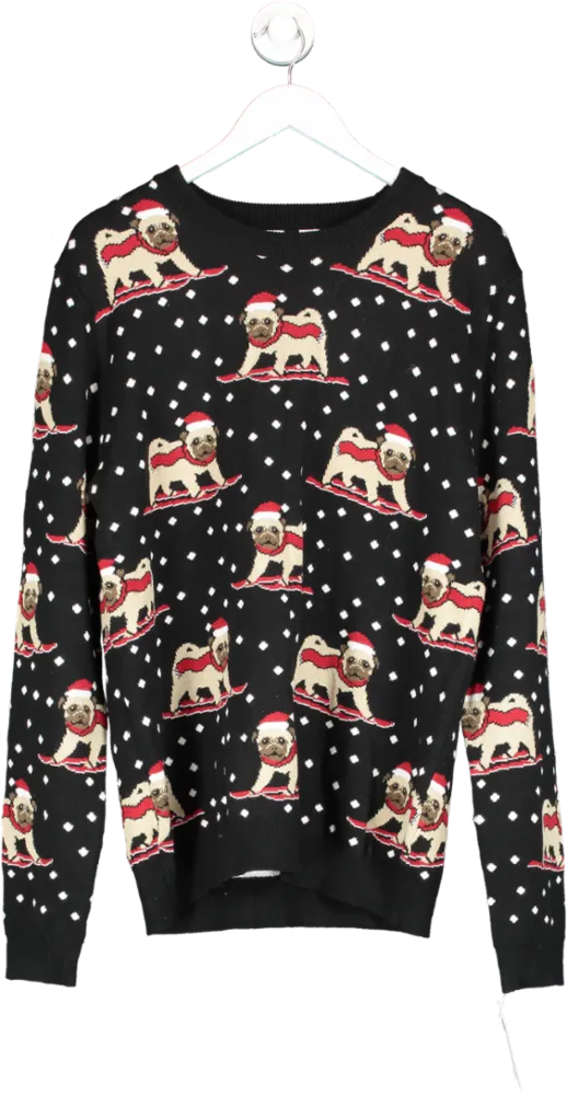 Topman Multicoloured Christmas Pug Jumper UK L