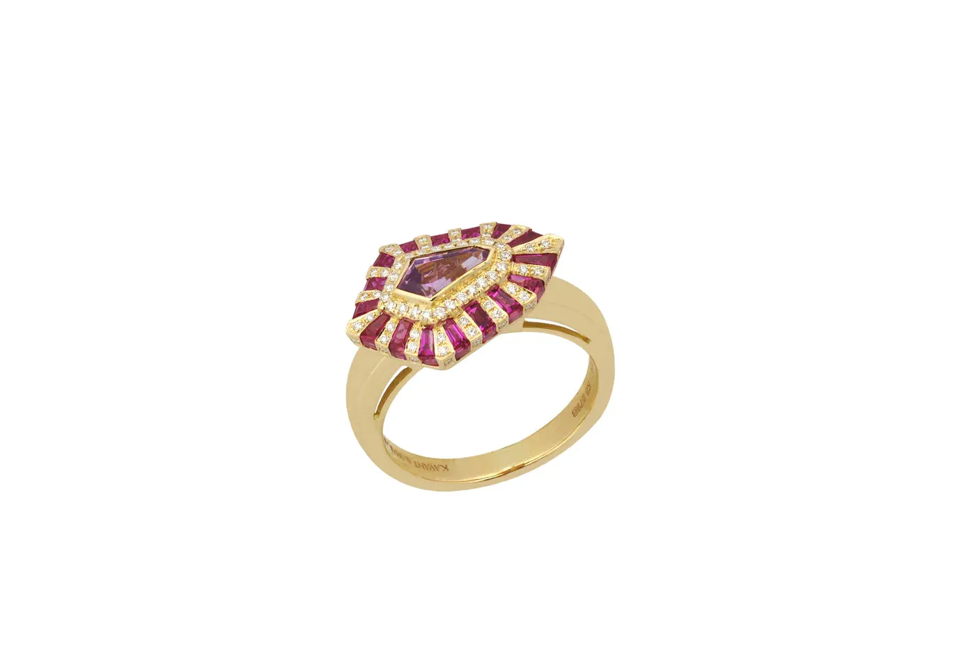 Twist Pink Sapphire Shield Ring