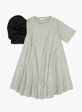 Vierra Rose Aerin One Side Woven Puff Sleeve Dress in Grey