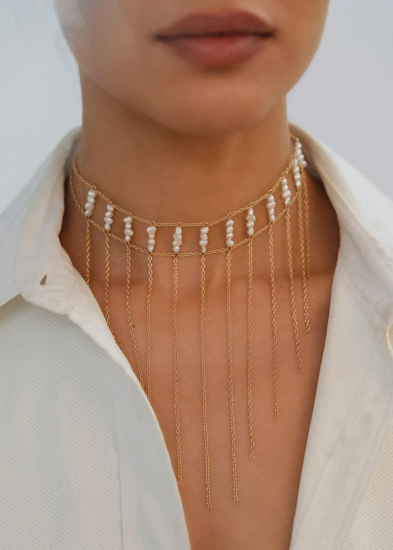 Waterfall Pearl Choker