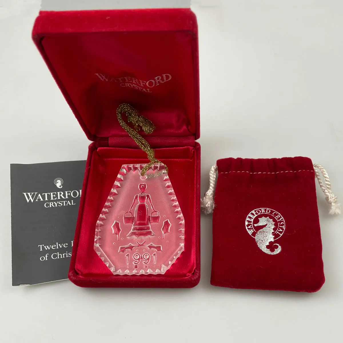 Waterford Crystal 1991 Maids-a-Milking Ornament