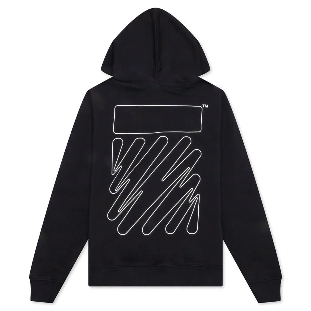 Wave Outline Diagonal Slim Hoodie - Black/White