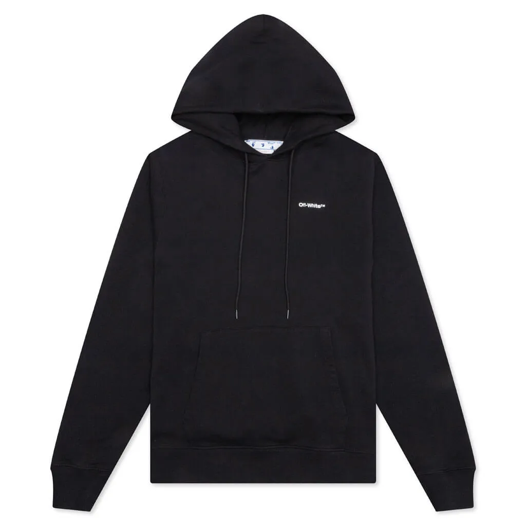 Wave Outline Diagonal Slim Hoodie - Black/White