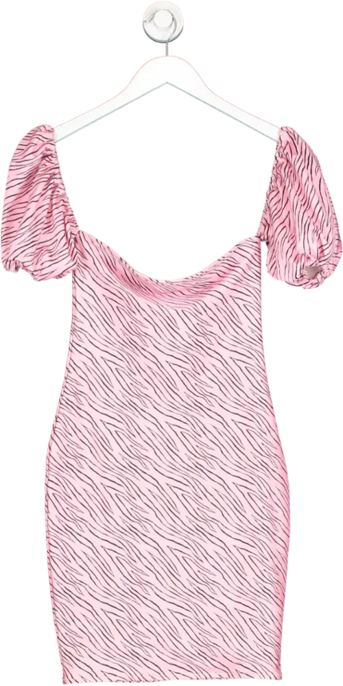 Wear To Be Seen Pink Puff Sleeve Mini Dress UK S