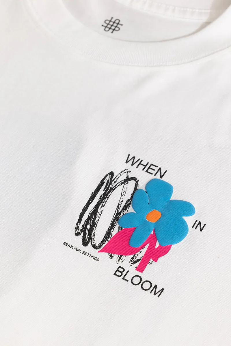 When In Bloom White Oversized T-Shirt